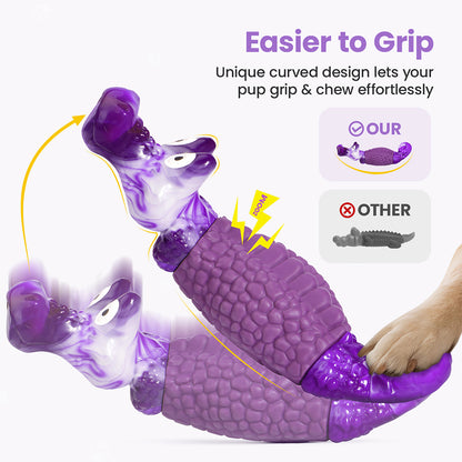 HGB Squeaky Dog Toys for Aggressive Chewers, Bacon Flavor (Alligator)