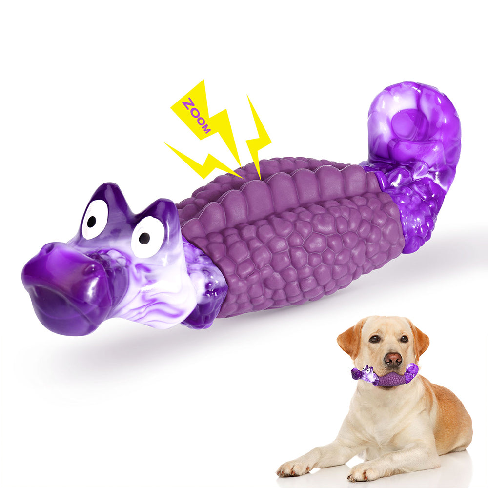 HGB Squeaky Dog Toys for Aggressive Chewers, Bacon Flavor (Alligator)