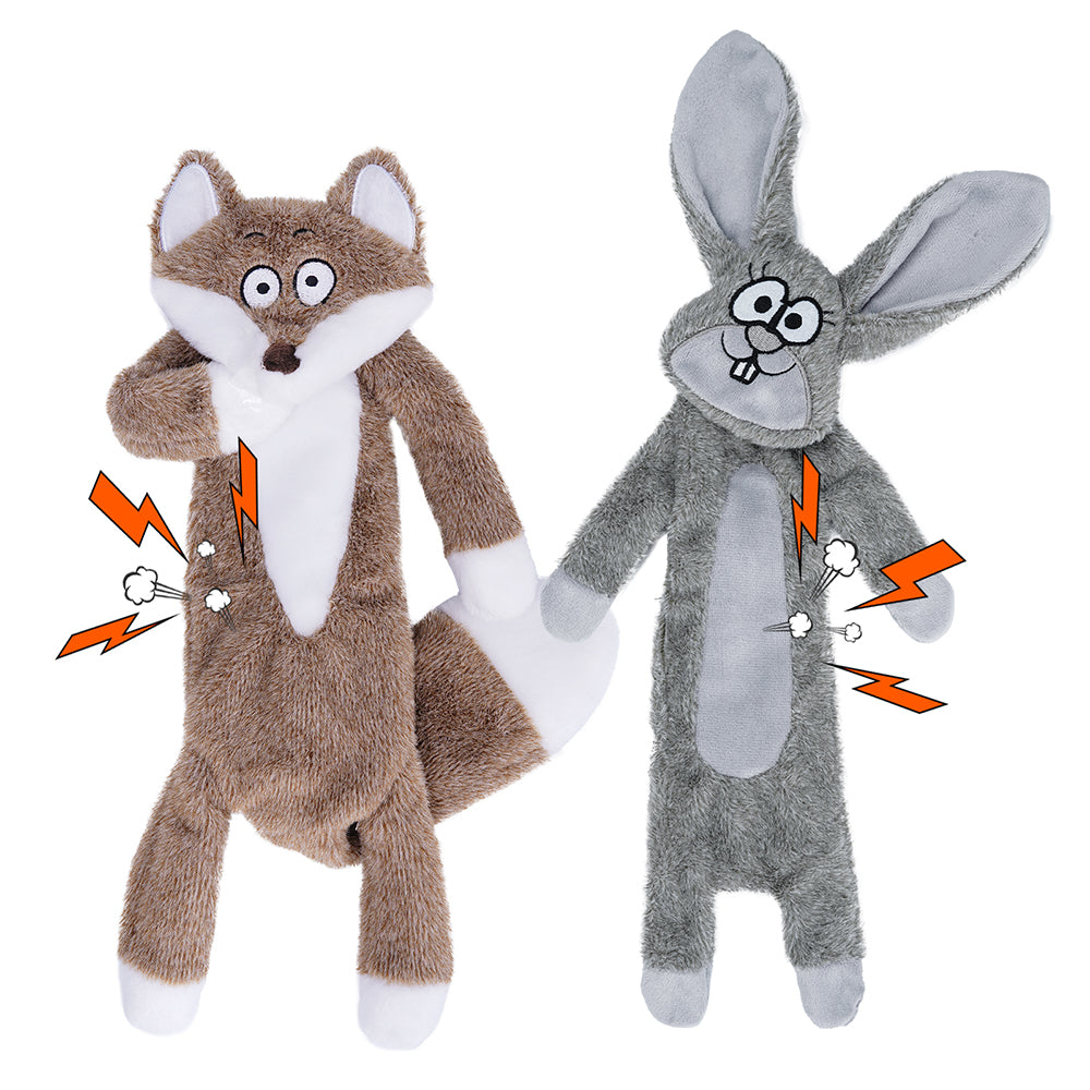 HGB Squeaky Dog Toys, No Stuffing Crinkle Dog Toys (Bunny&Sloth)