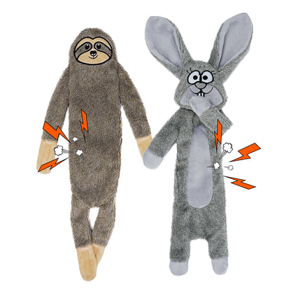 HGB Squeaky Dog Toys, No Stuffing Crinkle Dog Toys (Bunny&Sloth)