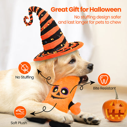 HGB Halloween Dog Toys, No Stuffing Pumpkin Dog Toys