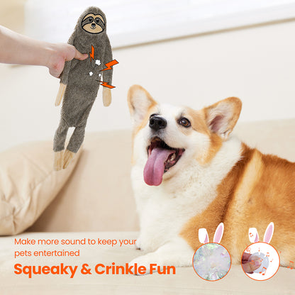 HGB Squeaky Dog Toys, No Stuffing Crinkle Dog Toys (Bunny&Sloth)