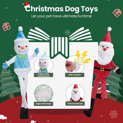 HGB Squeaky Christmas Dog Toys, Crinkle Dog Toys (2 Pack)