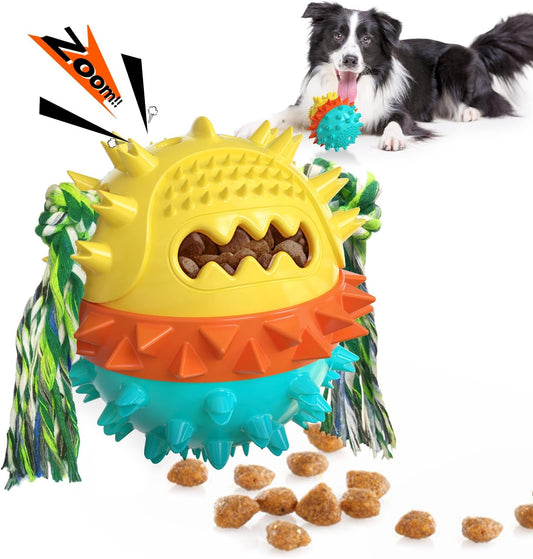 HGB Squeaky Treat Dispensing Dog Toys (Blue and Yellow Combination)